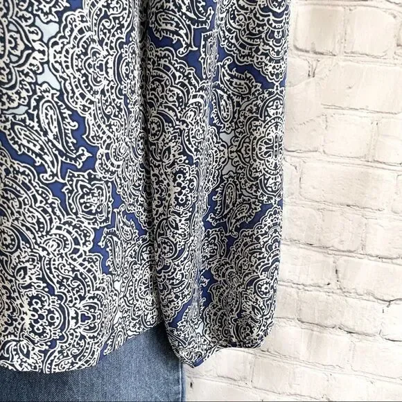 laundry by shelli segal blue white paisley top size XS - Picture 7 of 10